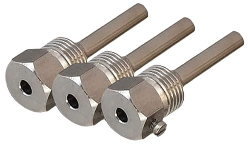 iOVEO Tauchhülse Edelstahl V4A, G 1/2 Zoll, Einbaulänge 50mm für Temperaturfühler 6mm Heizung bis 600°C (Packung mit 3)
