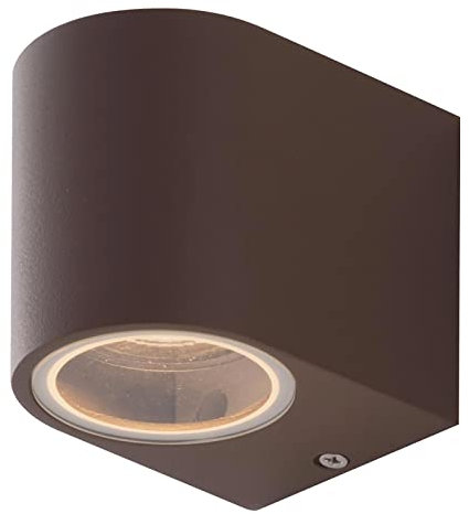 Planetitaly Applique Led da Parete per Esterno, Impermeabile IP65, Lampadina led GU10 8W 580 Lumen, Ideale per Balcone, Terrazza, Casa, Muro, Facciata Esterna, Negozio, Ingresso (Tondo Corten, 6000K)