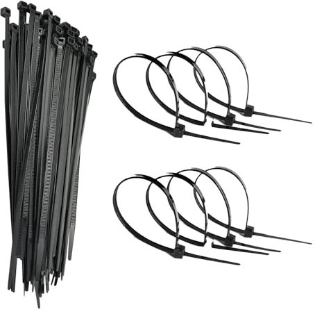 100 Black Nylon Zip Ties - 2.5 x 100mm, Strong Hold, 4 Self Locking Cable Ties, Weather Proof Small Tie Wraps, Ideal for Homes, Garden, Office, DIY, Plastic Ties for Cable Management (100)