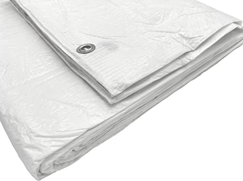 SKIR'CO Bâche Blanche 3 x 3 m - Imperméable - 55 g/m² - Avec Œillets - Protection pour Voiture - Multifonction