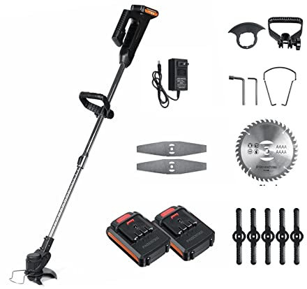 Débroussailleuse Tondeuse à Gazon électrique 1000W 24V avec Batterie 22980mAh Tondeuse à Gazon sans Fil Longueur réglable Outil de Coupe d'élagage de Jardin Aiguisé et Efficace(2 Battery)