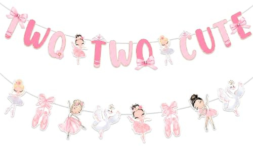 Kreatwow Ballet 2nd Birthday Decorations for Girls Two Two Cute Banner Set