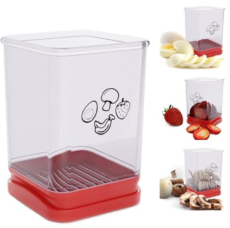 Tewodila Fruit Slicer Cup, Speed Cutter for Strawberry Banana Grape Egg, Stainless Steel Vegetable Cutting Kitchen Gadget, Kitchen Portable Slicing Tool (1 pcs)