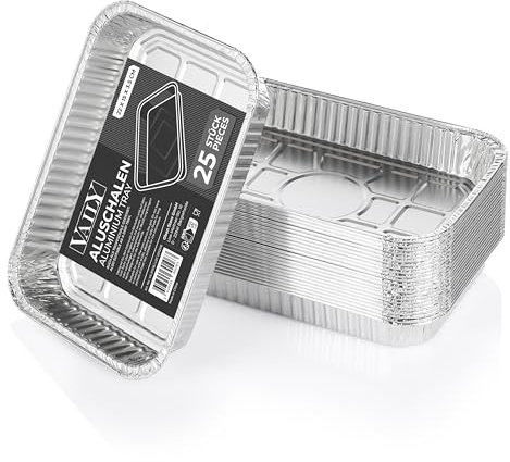Vaily Lot de 25 petits bacs d'égouttement en aluminium – Accessoires pour barbecue à gaz, barbecue au charbon et barbecue électrique comme bac récupérateur de graisse – 22 x 15 cm