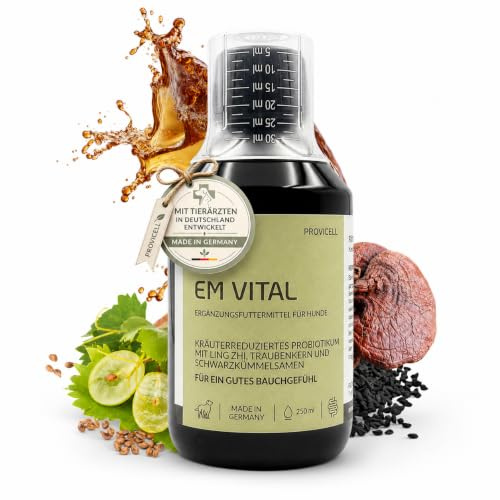 Provicell EM Vital 250 ml | Probiotiques chien | Assainissement intestinal naturel pour chiens | Développé et fabriqué avec des vétérinaires en Allemagne | Additif Barf | Favorise la digestion et le