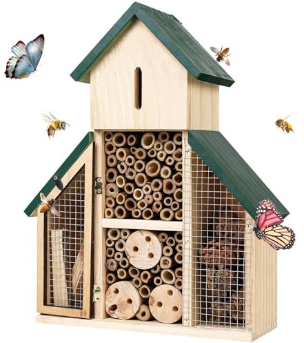 Wooden Hotel | Bee House Wooden | Garden House, Hangable Ladybug Shelter, Wooden Bee House Decoration, Ladybug Nesting Habitat Garden Decor, Nesting Habitat for Beneficial