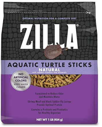 Zilla Pet Aquatic Turtle Sticks, Natural with Added Vitamins and Minerals, Nutrient-Rich Floating Food for Turtles, 1 lb