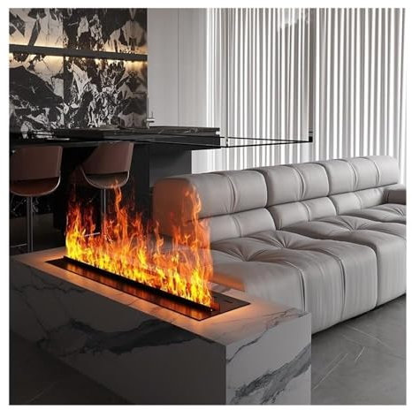 Chimenea Eléctrica De Vapor De Agua 3D,Chimenea Eléctrica Con Inserción,Chimenea Eléctrica Interior Ultrafina Con Panel De Control Táctil,Humidificador De Niebla Ajustable Con Llama LED De Bajo Consum