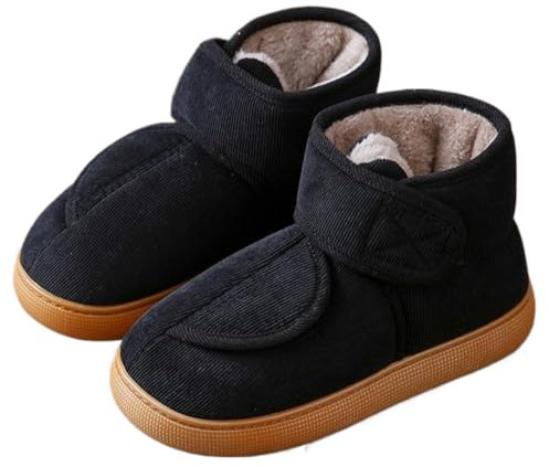 RUYI Diabetiker Hausschuhe Herren Damen Warm Hausschuhe Winter Verstellbar Klettverschluss Extra Weit Pantoffeln Bequemer Rehaschuhe für Senioren mit Rutschfeste Sohle