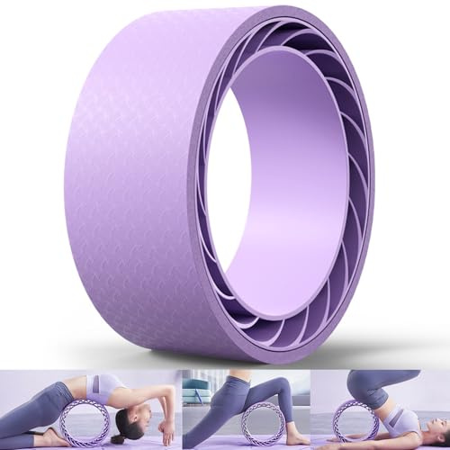 HNJZX Rotella per la schiena con anelli da yoga, ruota per yoga imbottita in schiuma, con supporto centrale della colonna vertebrale, ruota da yoga per migliorare le posizioni yoga, piegamenti alla