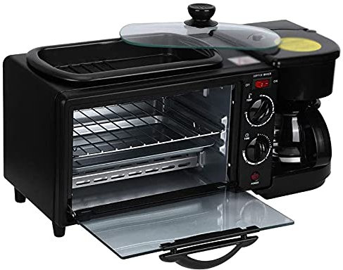 3 i 1 Frukoststation Brödrost Ugn Stekpanna Kaffebryggare Retro Litet Kök Multifunktion Frukostmaskin Kaffebryggare Brödrost Ugn Stekpanna Multifunktion