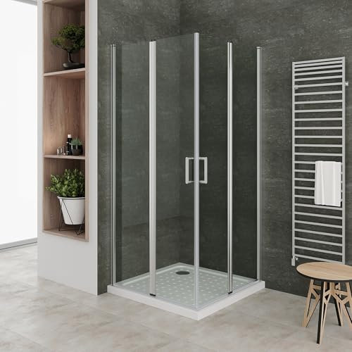 SOFIA Cabine de douche 90 x 100 cm H.180 cm porte pivotante pliante verre 6 mm transparent, profilés chromés
