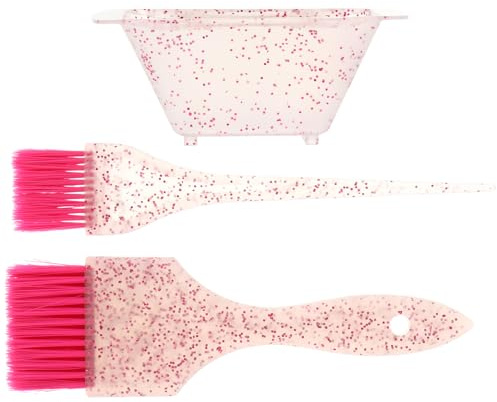 SWOOMEY Set de Tinte Cabello Cuenco de Plástico Rosa y Brocha de Cerdas Suaves para Uso Profesional en Salón y DIY Personal