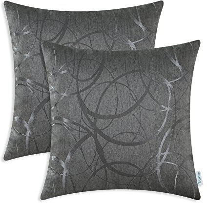 CaliTime Kissenbezüge für Dekokissen, 2 Stück, für Couch und Sofa, Heimdekoration, modern, glänzende und stumpfe Kontraste, geometrische Formen, Polyester-Mischgewebe, grau, 40 x 40 cm