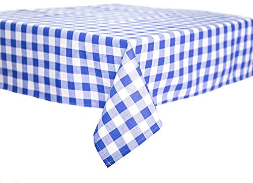 texpot Landhaus Tischdecke 110 x 110 cm Blau-weiß Kariert aus 100% Baumwolle im 20 mm Karo Bauernkaro