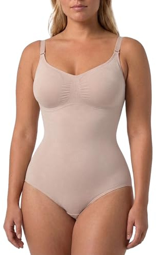 Risalti Body Contenitivo Modellante Donna Spallino Regolabile - Shapewear Bodysuit in Microfibra Seamless, Snellente per Vita Pancia Fianchi, Intimo Modellante - Made in Italy