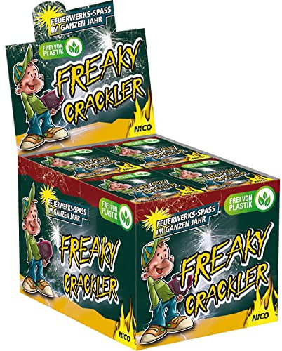 vama 144 Freaky Crackler von Nico Knalltüten Knattertüten mit Crackling und roten Sternen - frei von Plastik - Silvester Feuerwerk Jugendfrei (24 Packungen/1 Display)
