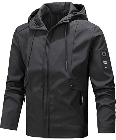 Regenjacke Herren wasserdichte üBergangsjacke Funktionsjacke Windbreaker Wanderjacke Mit Tasche Outdoor DüNne Atmungsaktive Softshell Jacke Leichte Sommerjacke Herren 003 Schwarz,4XL