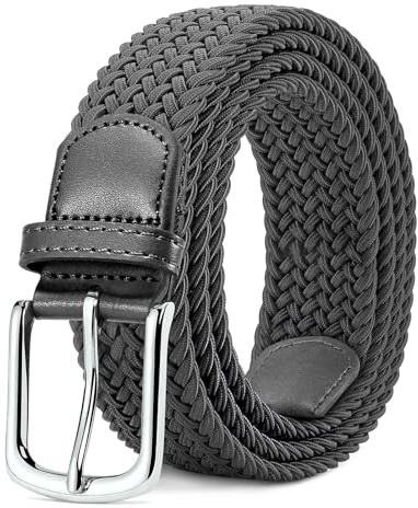 MATLAB Cinturón Trenzado Elástico - Cinturón Tejido Cinturón Golf para Hombres y Mujeres - 33 mm (1.25 ) Multi Colores Gris 100