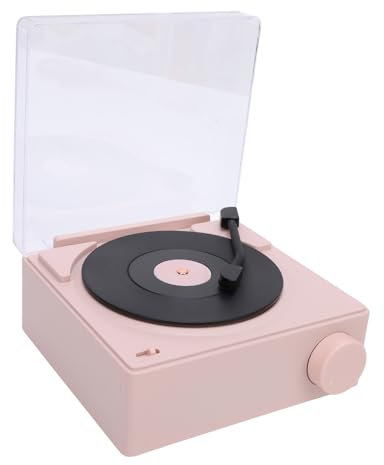 Yusat Tourne-disque Bluetooth en ABS mignon portable sans fil pour décoration de maison, chambre à coucher, table (rose poudré)