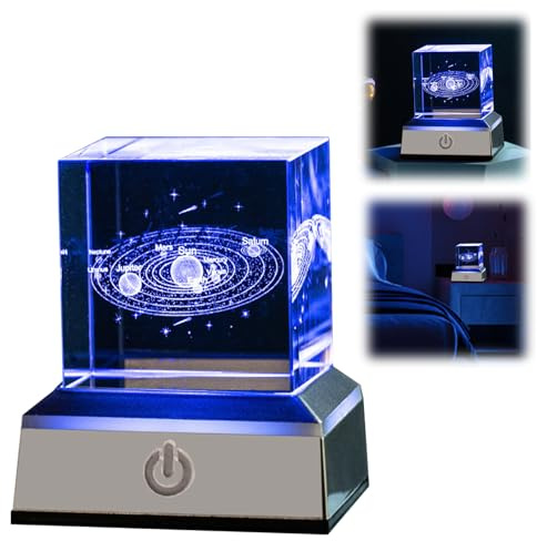 Bola de Cristal Sist. Solar 3D, Lámpara Vía Láctea LED Multicolor - Luz Nocturna Hogar