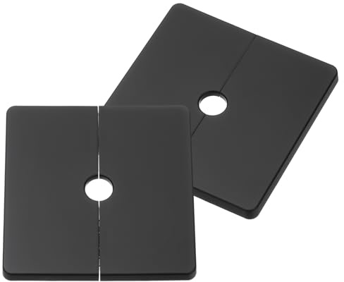 QUARKZMAN 2pz Piastra di Protezione Quadrata in Plastica ABS, Flangia Divisa per Parete, 12mm Diametro Copertura Decorativa Bocca Tubo a Parete, Nero