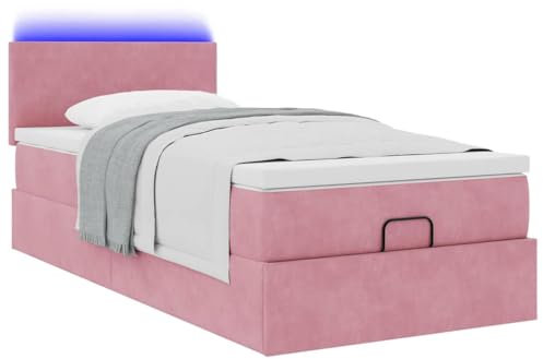 vidaXL Struttura Letto Pouf con Materasso Rosa 90x200 cm in Velluto