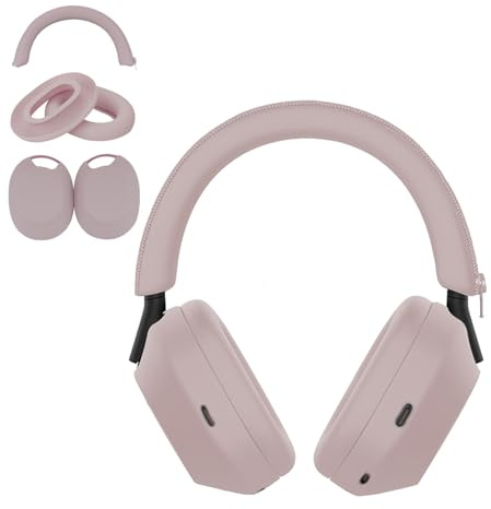 Aiivioll 3 Set Cover for Sony WH-1000XM5 Headphones, Embody EarPad Covers/Ear Cup Covers/Headband Cover, Sweat-Proof Soft Silicone Headphones Accessories (Smoky Pink)