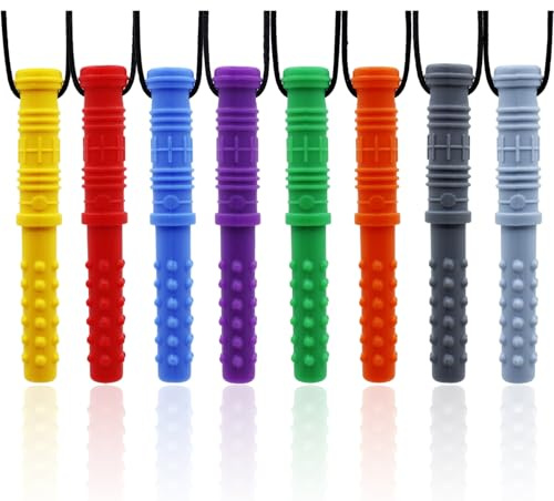 Collane da masticare per bambini sensoriali, 8 pezzi, collana masticabile in silicone per bambini con autismo, ADHD, SPD, masticazione, giocattoli sensoriali da masticare motori orali (8 pezzi