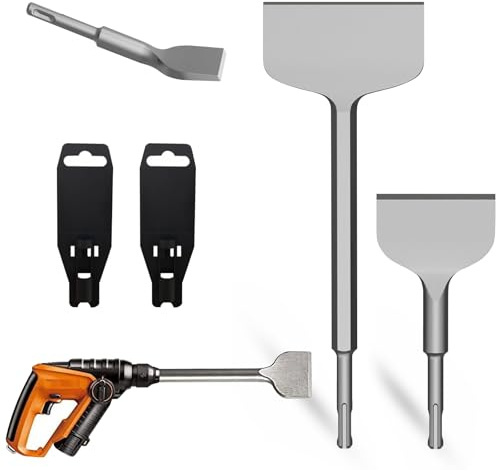 SDS PLUS 2 Stück Meißel-Set, Fliesenmeißel 75 x 165 mm und Flachmeißel 100 x 280 mm, für Fliesen, Fliesenkleber, Beton, Naturstein, Mauerwerk Standardarbeiten Heimwerken usw