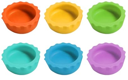 6pcs Mini Silicone Reptile Water Bowl and Tortoise Food Bowl, Colorful Reptile Water Dish and Feeding Dish for Gecko Tarantula Spider Small Lizards Millipede Small Animal Feeding Bowls