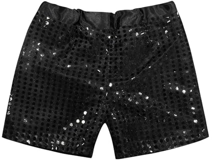 Sequin Shorts for Girls Sparkly Dance Shorts with Elastic Waist for Jazz Hip-Hop Gymnastics Stage Performance Hot Pants in Black White Red for Party Wear