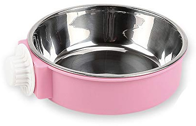 Dog Hanging Bowl 2-in-1 Removable Stainless Steel Food Hanging Bowl for Puppy/Cat, Andiker Pet Bowl Hanging Cage Large Water Food Feeder for Dogs Cats (large, pink)