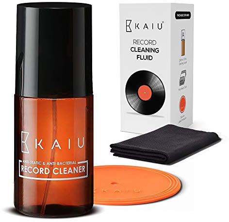 KAIU Vinyl Record Cleaning Kit- Anti Static Record Cleaning Washer Fluid with Silicone Label Protector & Microfiber Cloth - Vinyl Album Cleaner Spray - Remove Dust & Dirt - 3-in-1 Supplies Kit