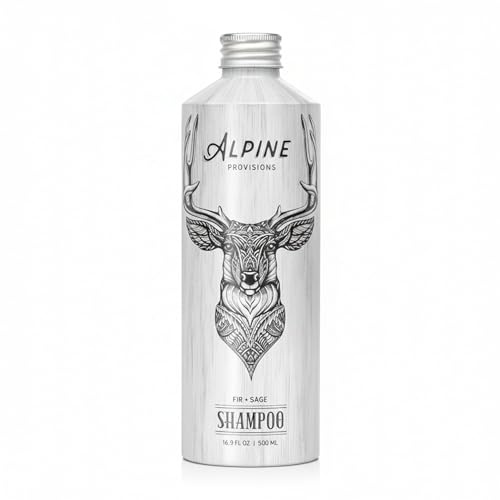 Alpine Provisions Natural & Organic Shampoo with Fir & Sage – Plant-Based Shampoo for Men & Women with Aloe Vera, Jojoba & Essential Oils – Sulfate-Free, Vegan, Hydrating Hair Repair – 16.9 fl oz