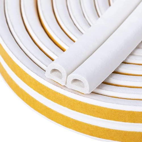 Weather Stripping Self Adhesive Foam Tape Window Door Draught Excluder SoundProof Weather Strip Tape Seals for Gap Seal,2 Seals, Total 6M Long White