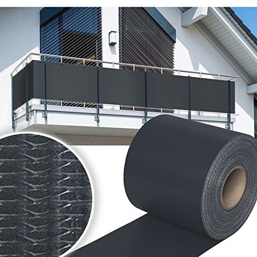 Ansobea Strisce in PVC, 50 m x 19 cm, per stuoie a Doppia Asta, 40 Clip di Fissaggio, per recinzioni a Doppia Asta, Protezione dal Vento, per Giardino, Antracite