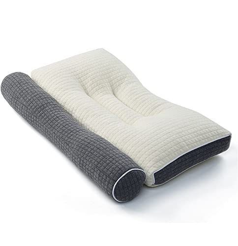 Buchweizen-Nackenkissen, Cassia-Zylinder-Nackenkissen, verstellbares Nackenrolle, Halswirbelstütze, Nackenschmerzen, Linderung (Farbe: 12 Arten von Kräuterkissen - beige)