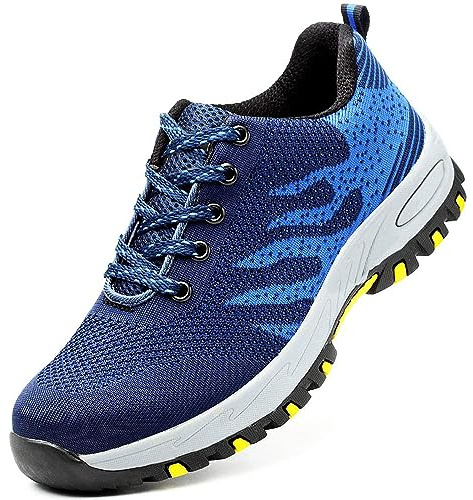 Zapatillas Trabajo Hombre 37 Mujer Zapatos de Seguridad con Punta de Acero Comodas Sneakers de Industria y Construcción para Verano Negro Verde 797