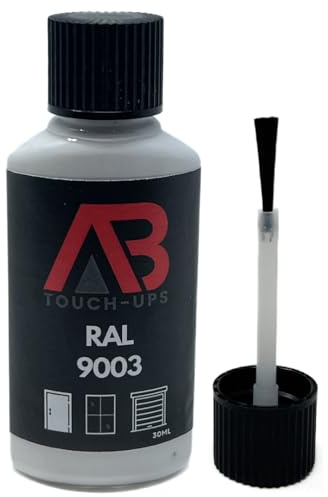 RAL 9003 Signal White Touch Up Paint Bottle 30ml With Brush Multi Use Window Door Metal Plastic Outdoor