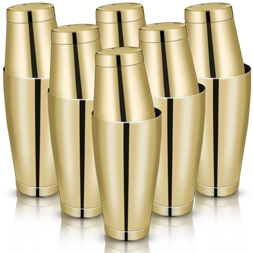 Lallisa 10 Pieces Stainless Steel Cocktail Shaker Boston Set, Gold