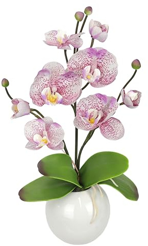 Orquídea artificial en cuenco, flor artificial, orquídea artificial Phalaenopsis con maceta, planta artificial, decoración de boda, mariposa, Phalaenopsis, flor decorativa, flores de seda, arreglos