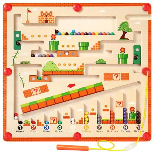Montessori Giocattoli per bambini piccoli in età di 3 4 5, tavole di attività puzzle in legno per motricità fine, tavole labirinto di numero e colore, regali per età 3-12 (Funghi)