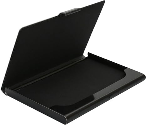 Aomhrek Porte Cartes de Visite en Aluminium Professionnelles pour Hommes et Femmes, Rangement Carte de Visite Compact et Facile à Transporter, Classeur Carte de Visite Professionnel Noir