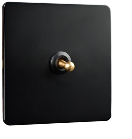 Interruptor de pared, interruptor de luz de pared de panel de acero inoxidable, enchufe de casa de huéspedes de hotel vintage negro (1 banda)