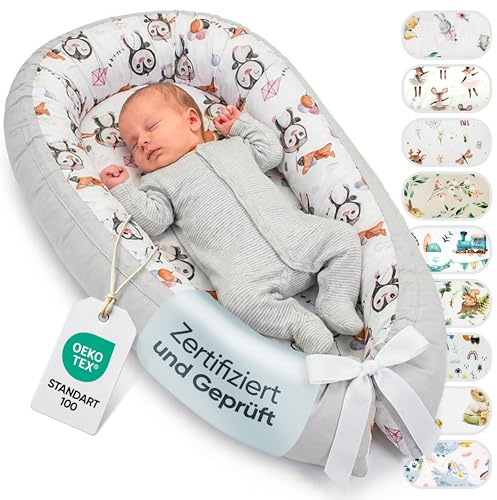 LULANDO® Babynest - Standard 100 von Oeko-Tex - multifunktionales Kuschelnest für Babys und Säuglinge - Nestchen - Reisebett - 100% Baumwolle - antiallergisch - hergestellt in der EU