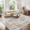 GENIMO Vintage Teppich 160x230cm, Teppiche Wohnzimmer, Waschbare Teppiche, Boho Teppich, Großer Carpet rutschfest, Schlafzimmer, Esszimmer, Büro, Beige
