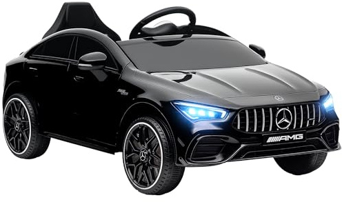 AIYAPLAY Mercedes Benz Licensed 12V Electric Car for Kids, Kids' Electric Ride on with Remote Control, Transport Wheels, Spring Suspension, LED Lights Music, for 3-6 Years - Black
