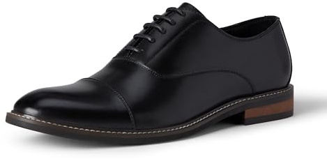 Amazon Essentials Men's Cap Toe Oxford Dress Shoes, Black, 6 UK