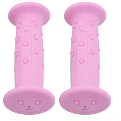 Empuñaduras de manillar de bicicleta para niños, goma antideslizante suave, compatible con 19 mm (rosa)
